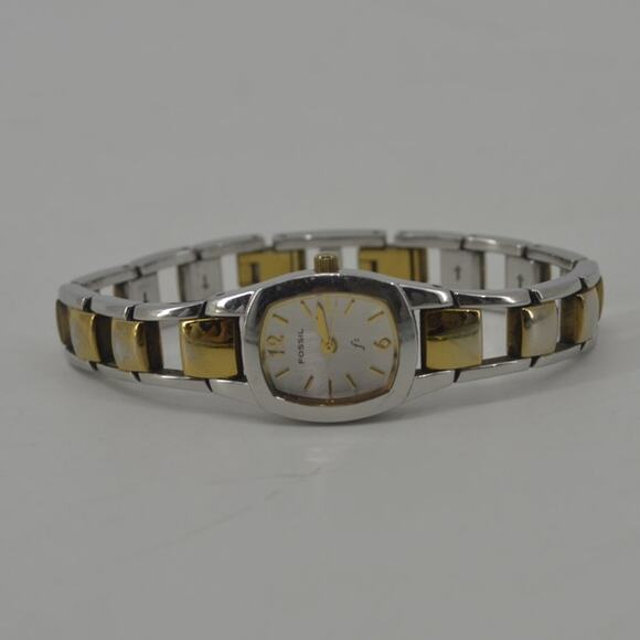 Fossil Two Tone Wristwatch Gold Silver Bracelet Watch Womens - Picture 11 of 12